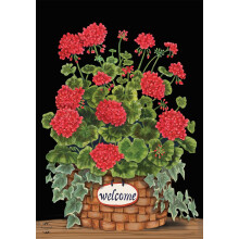 Briarwood Lane Welcome Geraniums Summer House Flag Floral Basket 28"""" x 40""""