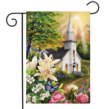 Spring Church Garden Flag Easter Religious Lilies 18"""" x 12.5"""" Briarwood Lane