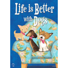 Life Is Better With Dogs House Flag Animals Puppy Pet Lover 28"""" x 40""""