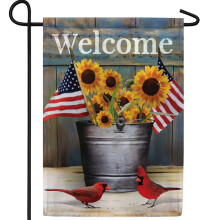 America Forever Sunflower Cardinals Welcome Garden Flag - Patriotic American Flag- 4th of July Autumn Summer Yard Outdoor Decorative Double Sided Fla