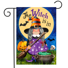 Briarwood Lane The Witch is in Halloween Garden Flag Full Moon Cauldron 12.5"""" x 18""""