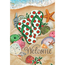 Coastal Christmas Beach Garden Flag Flip Flops Nautical 12.5""""x18"""" Briarwood Lane