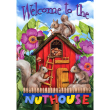 Spring Nuthouse Garden Flag Squirrels Humor 12.5"""" x 18"""" Briarwood Lane