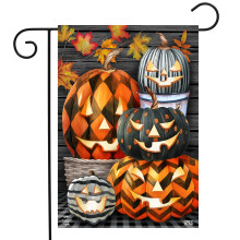 Briarwood Lane Patterned Jack-O-Lanterns Halloween Garden Flag Checkered 12.5"""" x 18""""