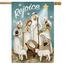 Briarwood Lane Rejoice Nativity Christmas House Flag Primitive Manger 28"""" x 40""""