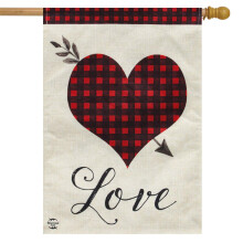 Love Heart Valentine's Day Burlap House Flag 28"""" x 40"""" Everyday Love Briarwood Lane