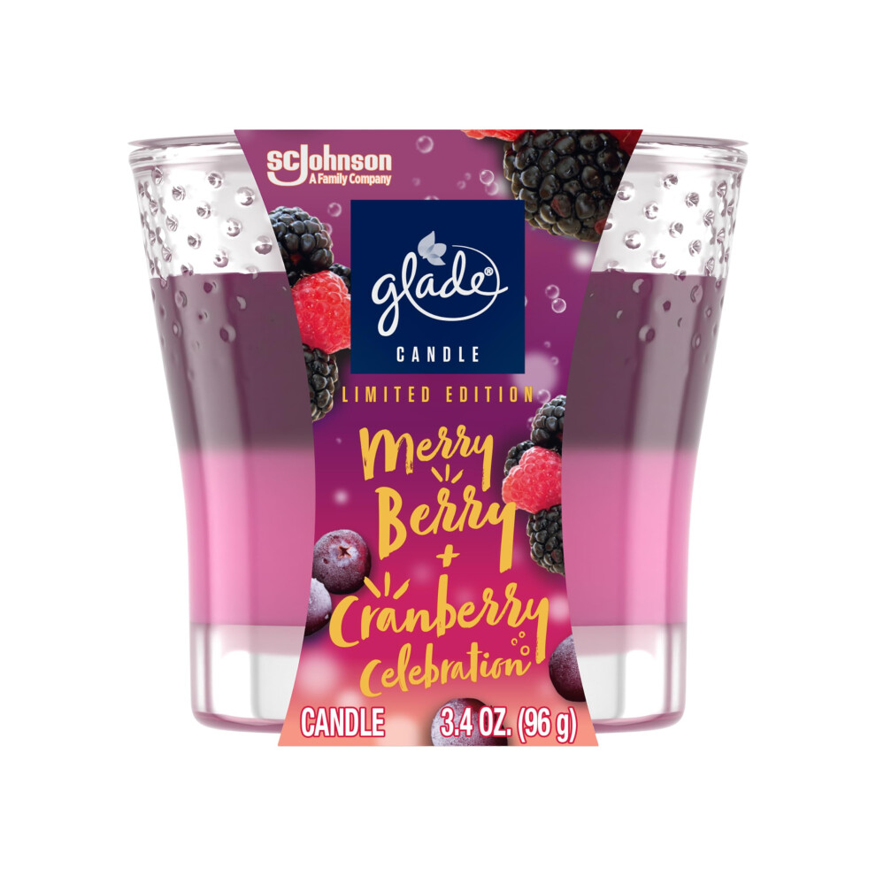 Glade Candle Jar  Air Freshener  2in1  Merry Berry  Cranberry Celebration  Limited Edition Scent  34 Oz