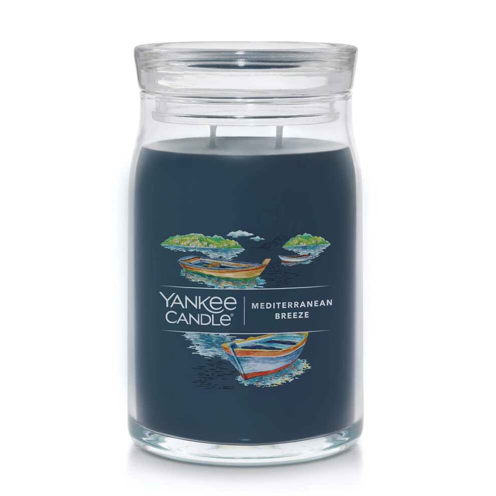 Yankee Candle Mediterranean Breeze Scented  Signature 20oz Large Jar 2Wick Candle  Over 60 Hours of Burn Time