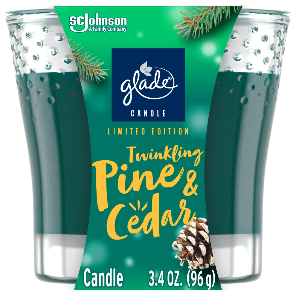 Glade Candle Jar  Air Freshener  Twinkling Pine  Cedar  Limited Edition Scent  34 Oz