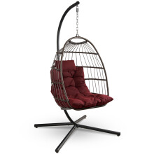 SereneLife Hanging Egg Chair with Stand  Up to 550 lbs of Capacity  Beautiful Swinging Basket Chair with Base Made from Wicker