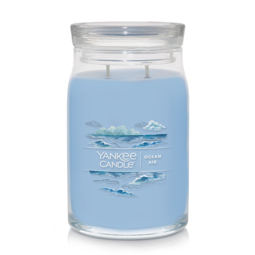 Yankee Candle Ocean Air Scented  Signature 20oz Large Jar 2Wick Candle  Over 60 Hours of Burn Time