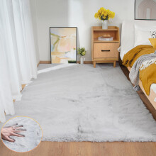 ORINOVA Washable Area Rugs 5x7 Rugs for Living Room Silver Grey Faux Rabbit Fur Rug for Bedroom Faux Sheepskin Rug Teen Room Hom