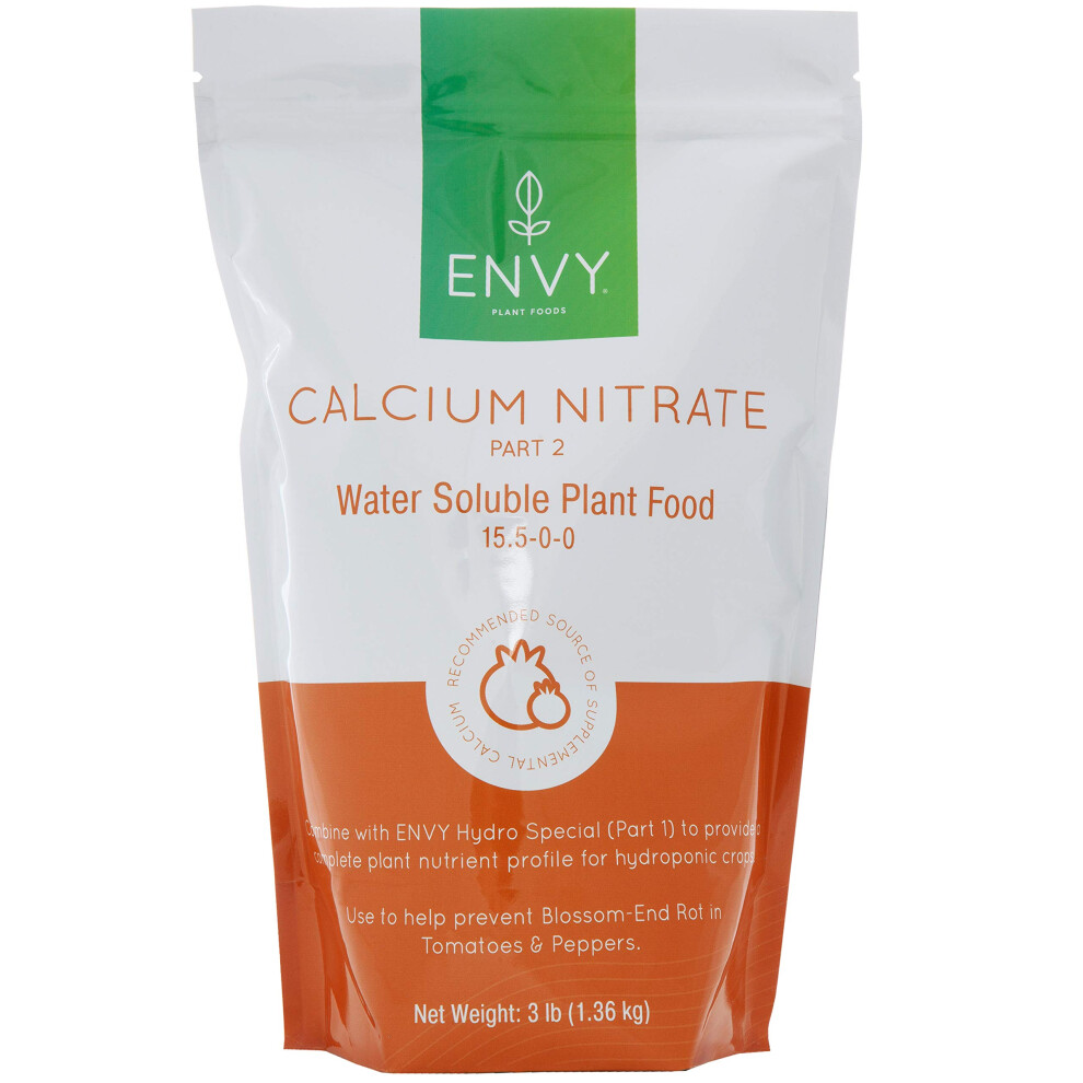 ENVY Solution Grade Calcium Nitrate 15500 Prevents Blossom EndRot from Calcium Deficiency in Tomatoes  Peppers 30 lb x