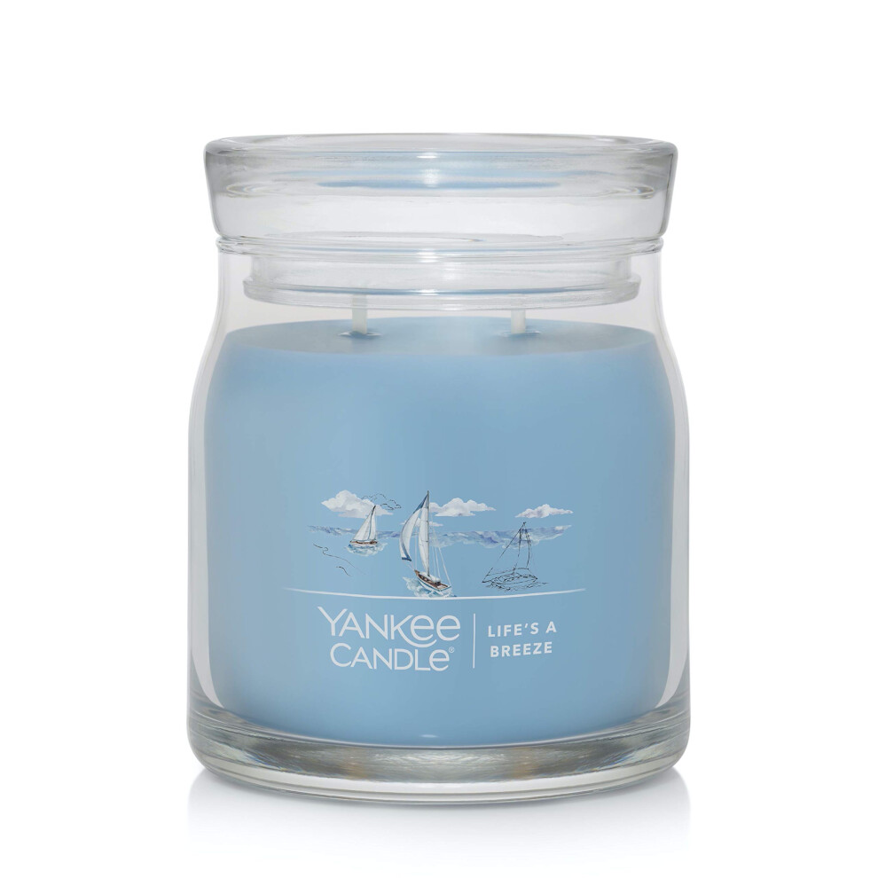 Yankee Candle Lifes A Breeze Scented  Signature 13oz Medium Jar 2Wick Candle  Over 35 Hours of Burn Time