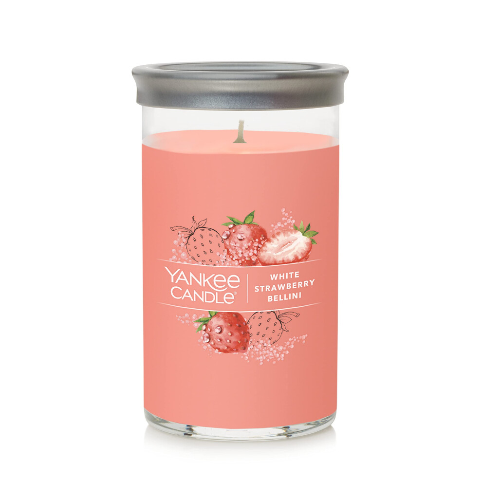 Yankee Candle White Strawberry Bellini Signature Medium Pillar Candle  1425oz