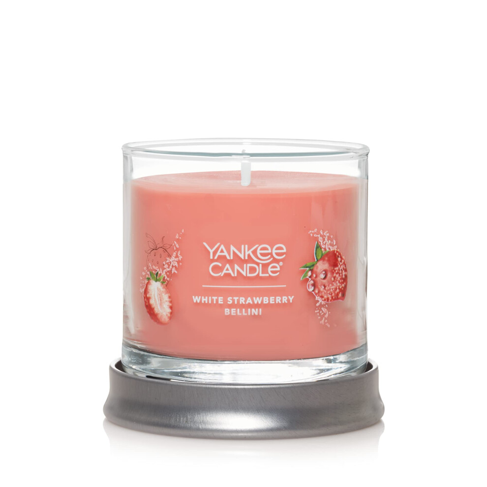 Yankee Candle White Strawberry Bellini Scented  Signature 43oz Small Tumbler Single Wick Candle  Over 20 Hours of Burn Time