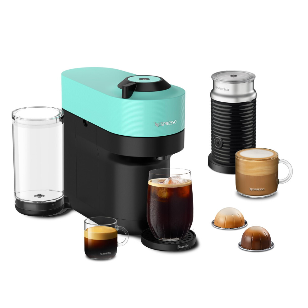 Nespresso Vertuo Pop Coffee and Espresso Maker by Breville with Milk Frother  Aqua Mint