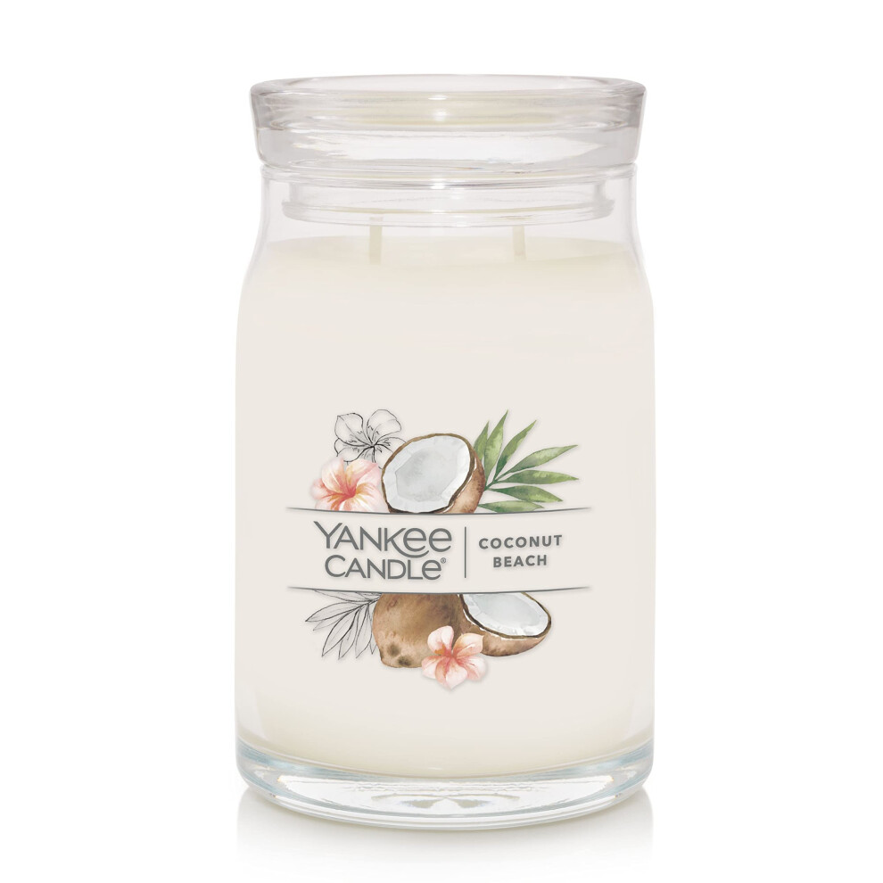 Yankee Candle Coconut Beach Scented  Signature 20oz Large Jar 2Wick Candle  Over 60 Hours of Burn Time