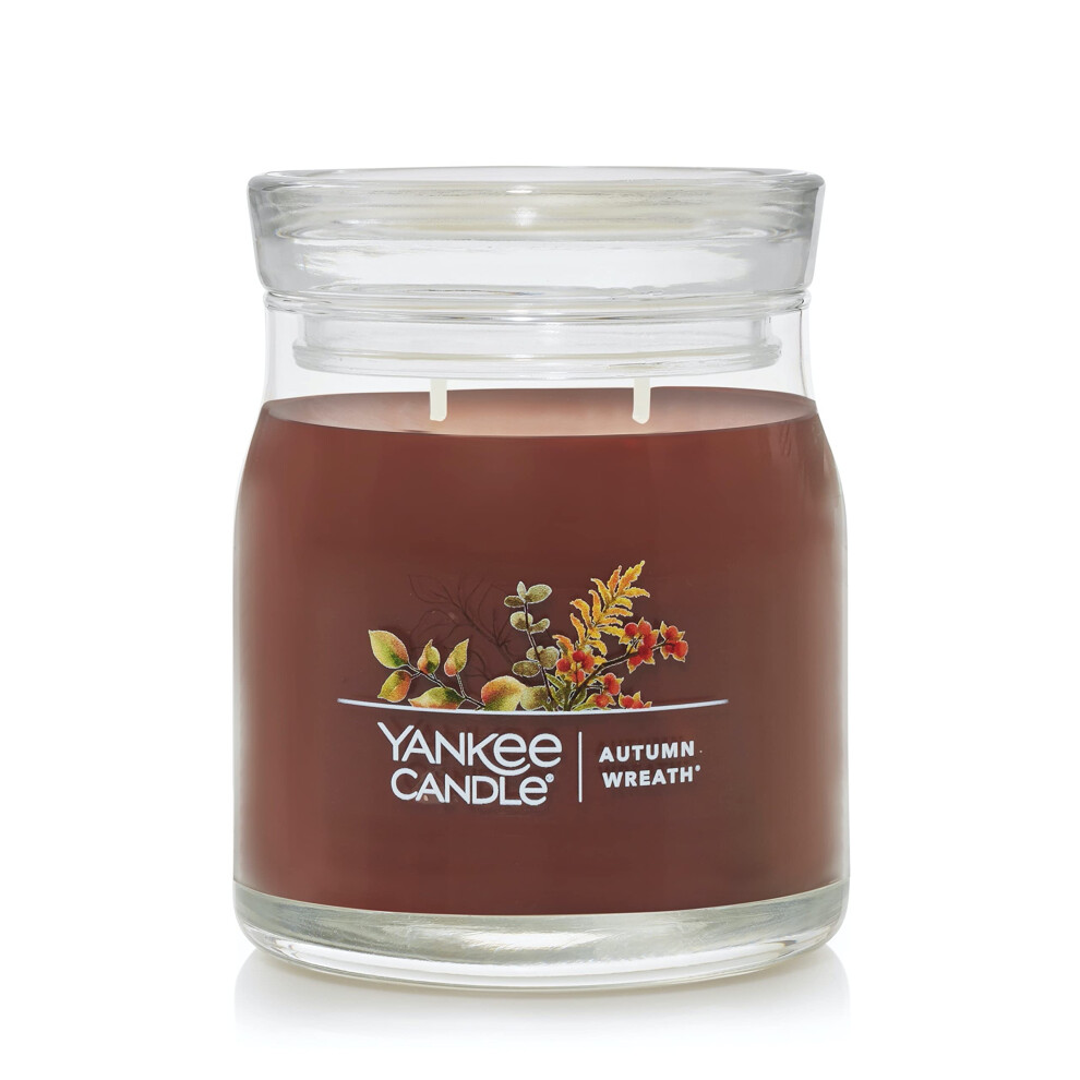 Yankee Candle Autumn Wreath Scented  Signature 13oz Medium Jar 2Wick Candle  Over 35 Hours of Burn Time