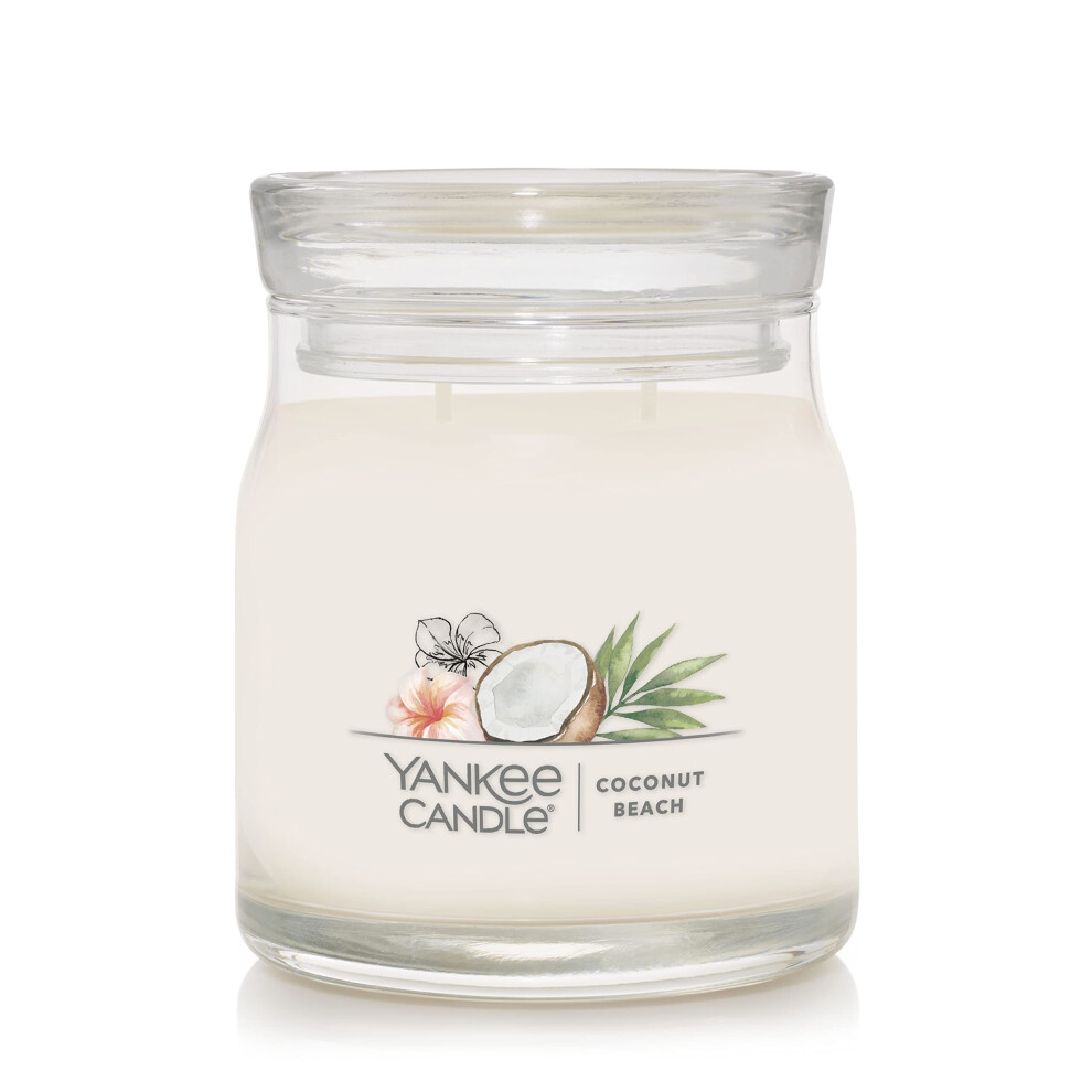 Yankee Candle Coconut Beach Scented  Signature 13oz Medium Jar 2Wick Candle  Over 35 Hours of Burn Time