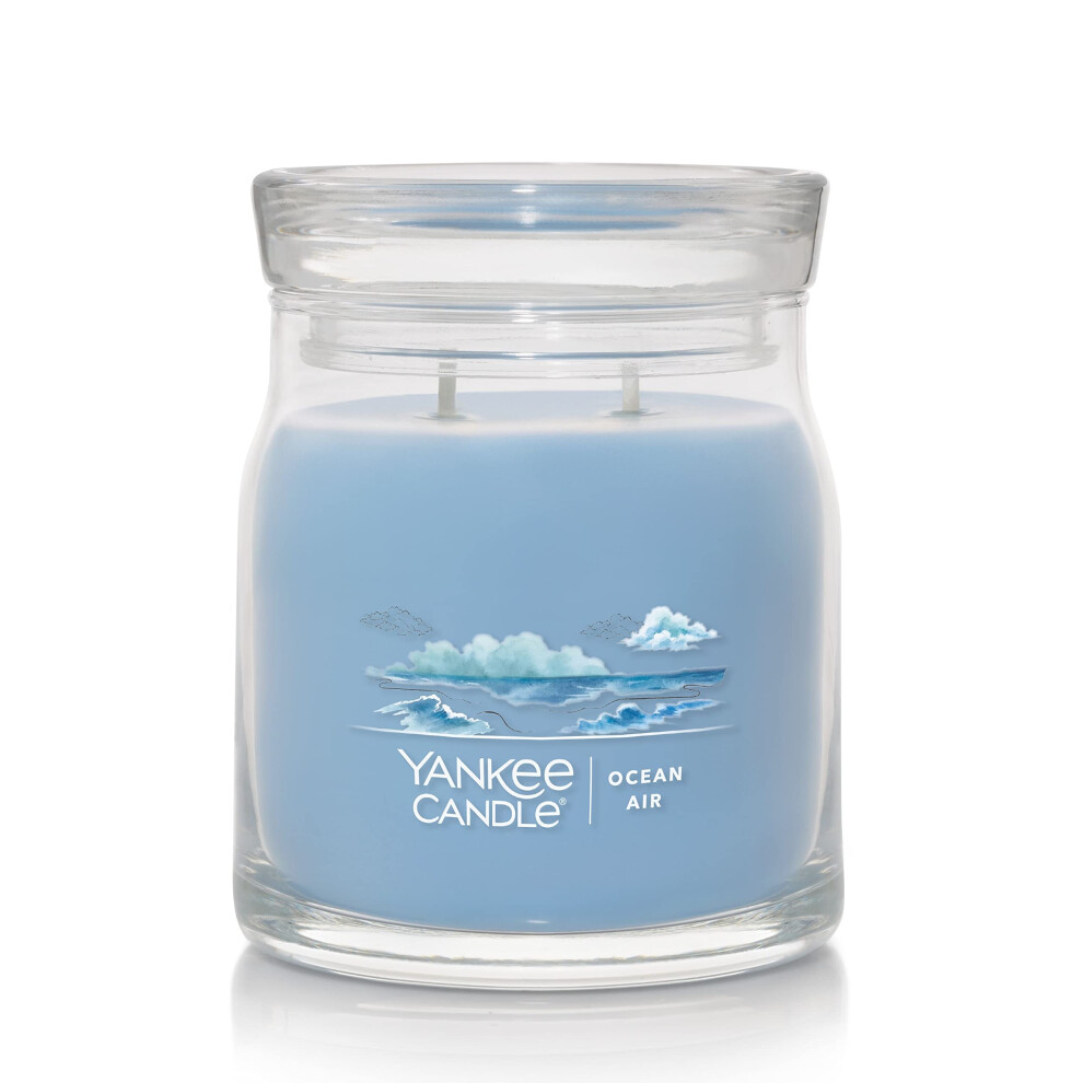 Yankee Candle Ocean Air Scented  Signature 13oz Medium Jar 2Wick Candle  Over 35 Hours of Burn Time