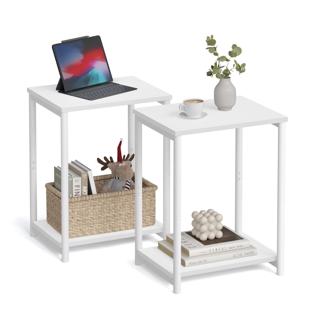 VASAGLE Side Tables Set of 2  Small End Table  Nightstand for Living Room  Bedroom  Office  Bathroom  White ULET272W14