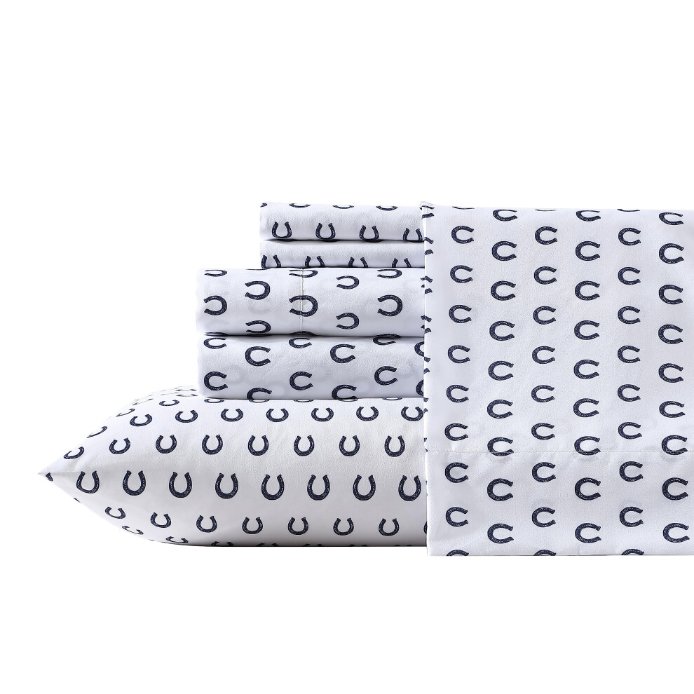 Wrangler Full Sheet Set  Silky  Lightweight Bedding Set  Casual Home D  cor Horseshoe Dots Navy  Full