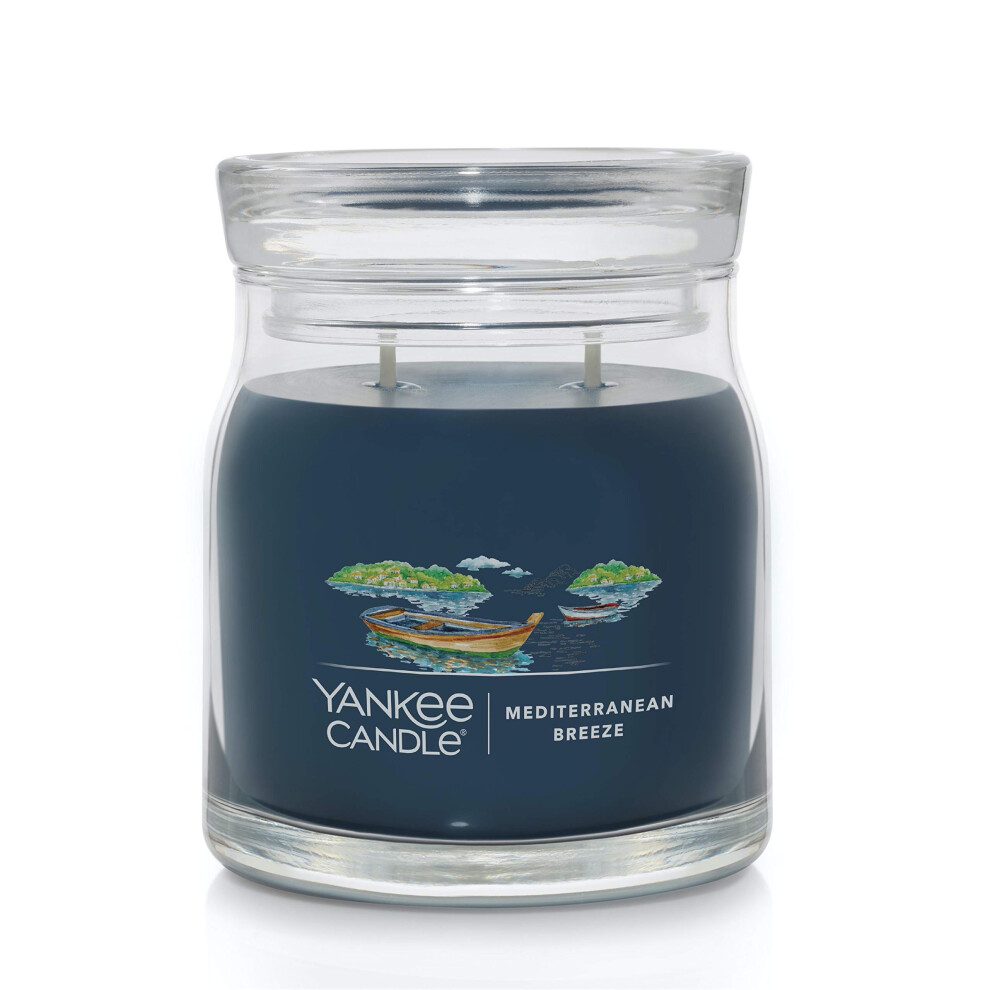 Yankee Candle Mediterranean Breeze Scented  Signature 13oz Medium Jar 2Wick Candle  Over 35 Hours of Burn Time