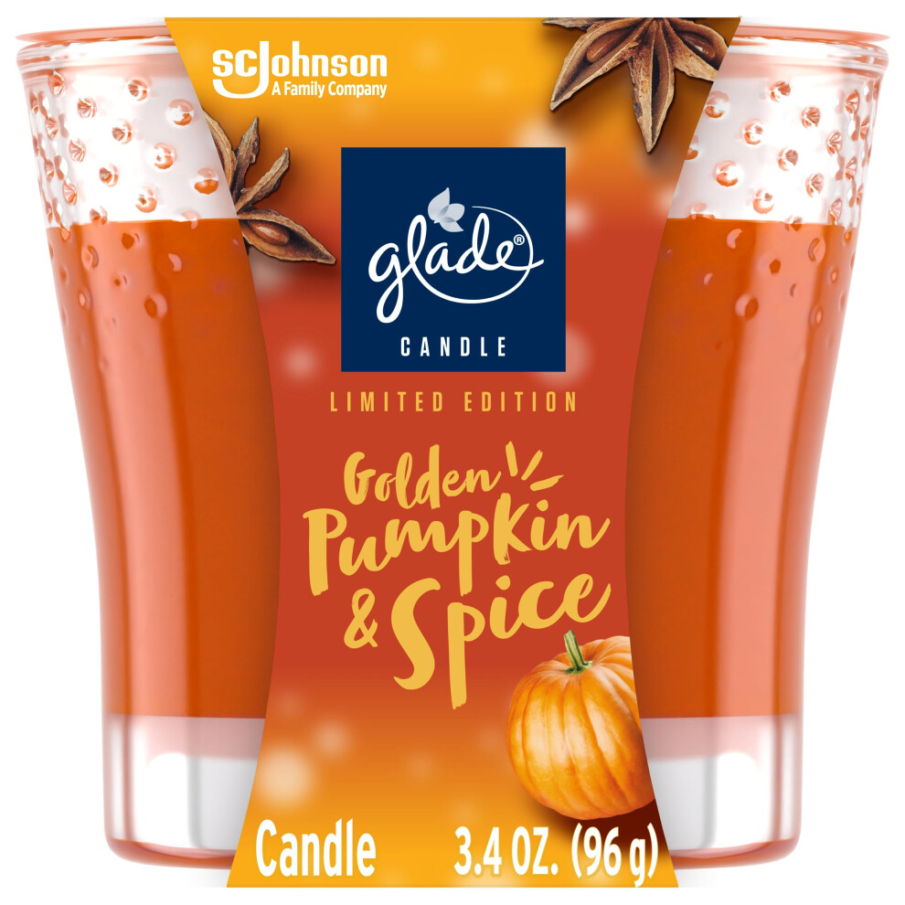 Glade Candle Jar  Air Freshener  Golden Pumpkin  Spice  Limited Edition Scent  34 Oz