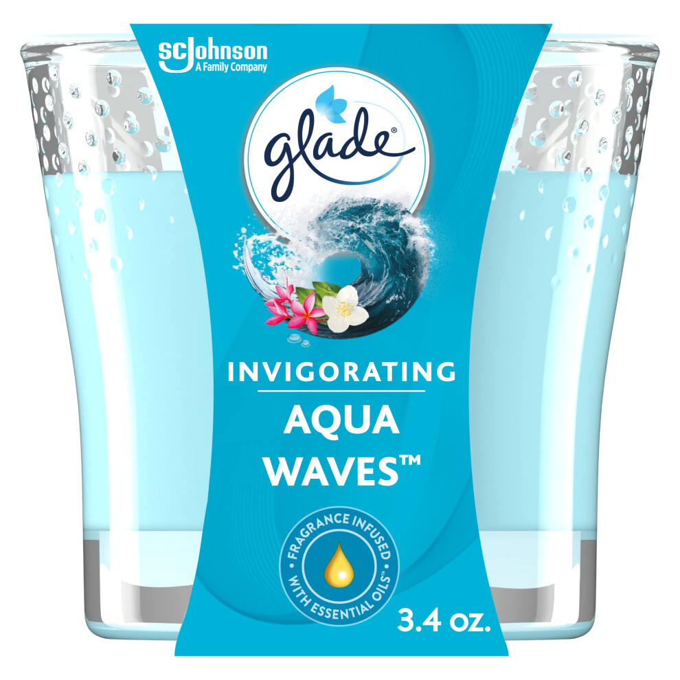 Glade Candle Jar  Air Freshener  Aqua Waves  34 Oz