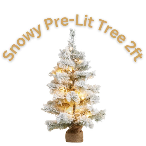 2ft Swony White Mini Christmas Tree Xmas Table Decoration with Base, LED Lights