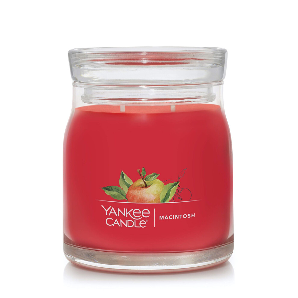 Yankee Candle Macintosh Scented  Signature 13oz Medium Jar 2Wick Candle  Over 35 Hours of Burn Time