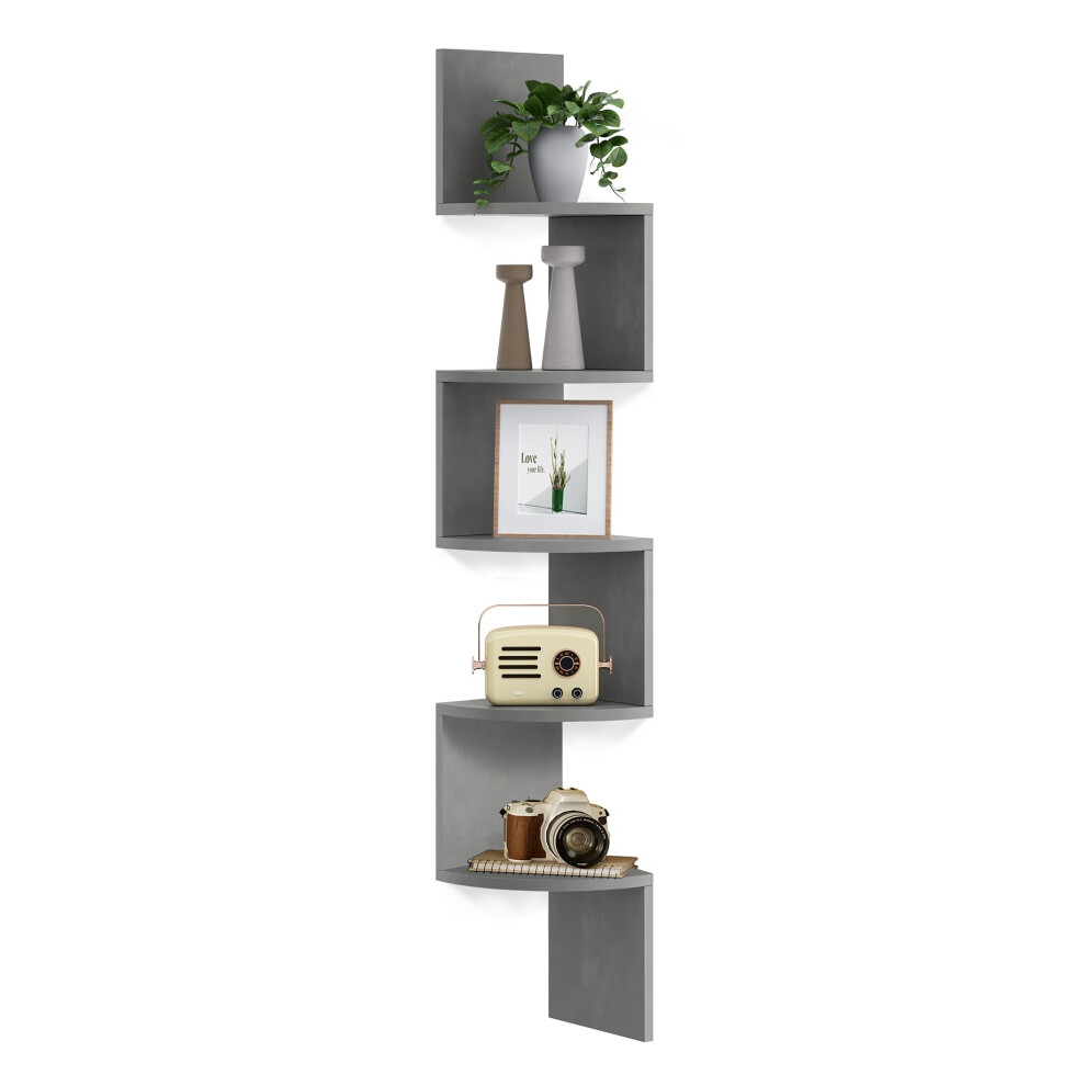 VASAGLE Corner Shelf Wall Mount  5Tier Floating Corner Bookshelf  Plant Shelf for Bedroom  Living Room  Bathroom  Home Office