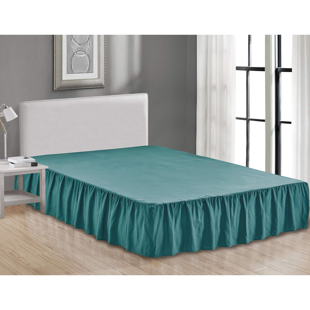 Draps Beyond Wrap Around Solid Microfibre Tissu de qualité hôtelière de luxe Chambre à coucher Jupe de lit à volants froncés 14 pouces de chute