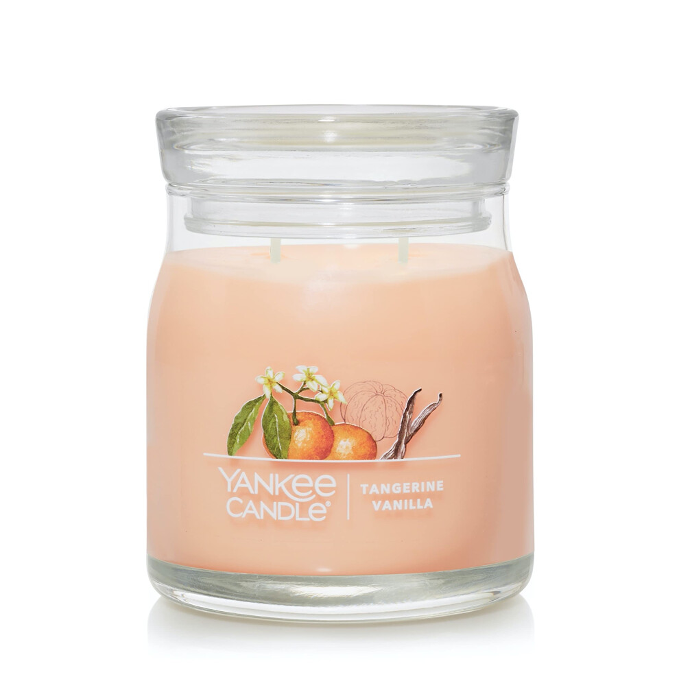 Yankee Candle Tangerine  Vanilla Scented  Signature 13oz Medium Jar 2Wick Candle  Over 35 Hours of Burn Time