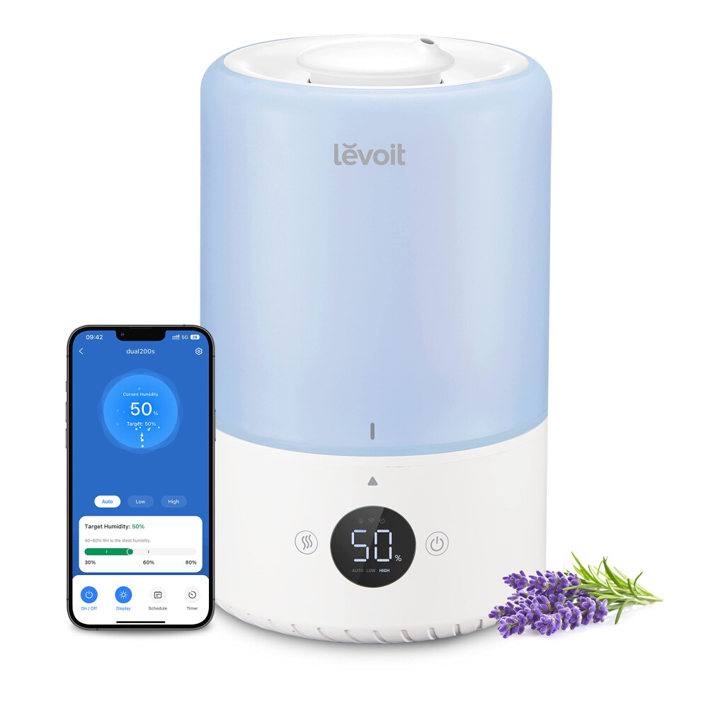 LEVOIT Dual 200S Smart Humidifiers for Bedroom  Top Fill  Customize Humidity for Home  Baby Nursery  Plants with Humidistat  Es