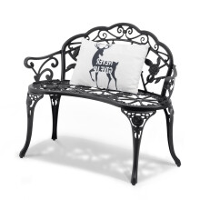 VEVOR Outdoor Metal Rose Bench 388 Front Porch Furniture 2Person Garden Bench with Cast Iron Cast Aluminium Frame Antique F