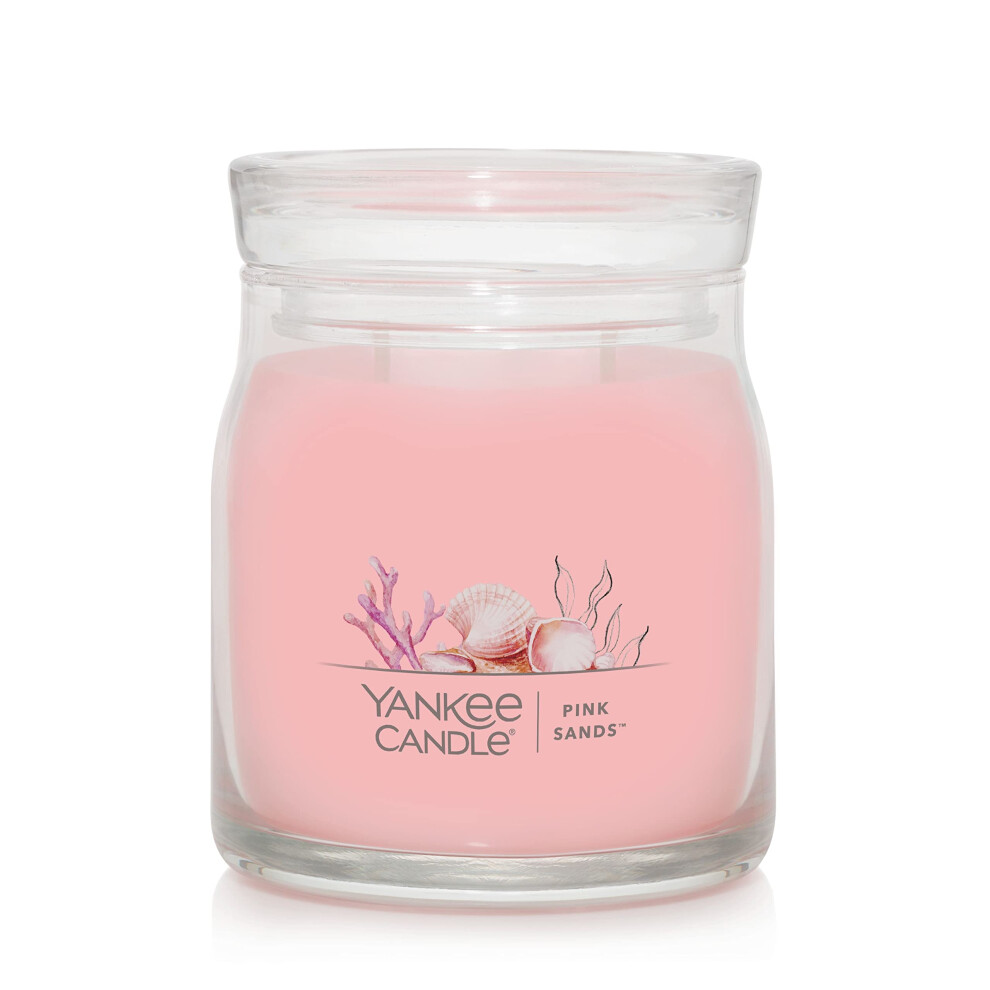 Yankee Candle Pink Sands Scented  Signature 13oz Medium Jar 2Wick Candle  Over 35 Hours of Burn Time