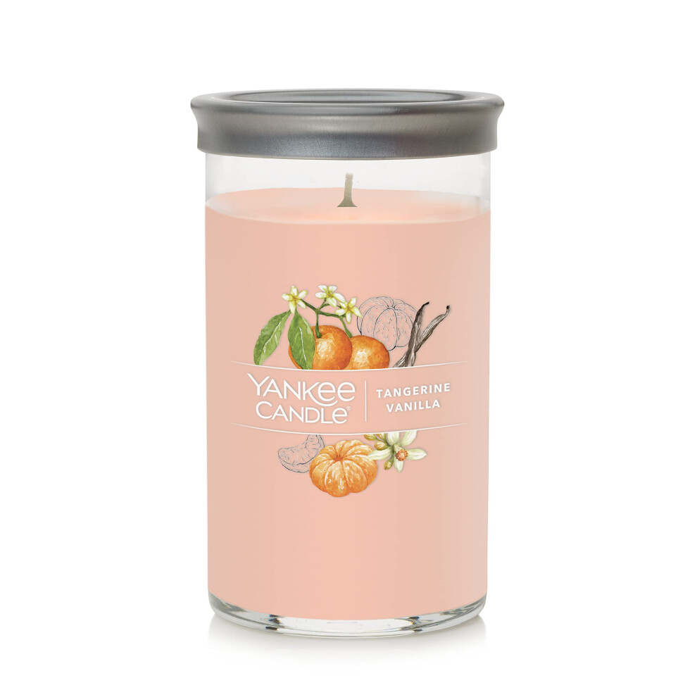 Yankee Candle Tangerine  Vanilla Signature Medium Pillar Candle  1425oz  Light Orange