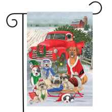Holiday Dogs Christmas Garden Flag Pickup Truck Humor 12.5"""" x 18"""" Briarwood Lane