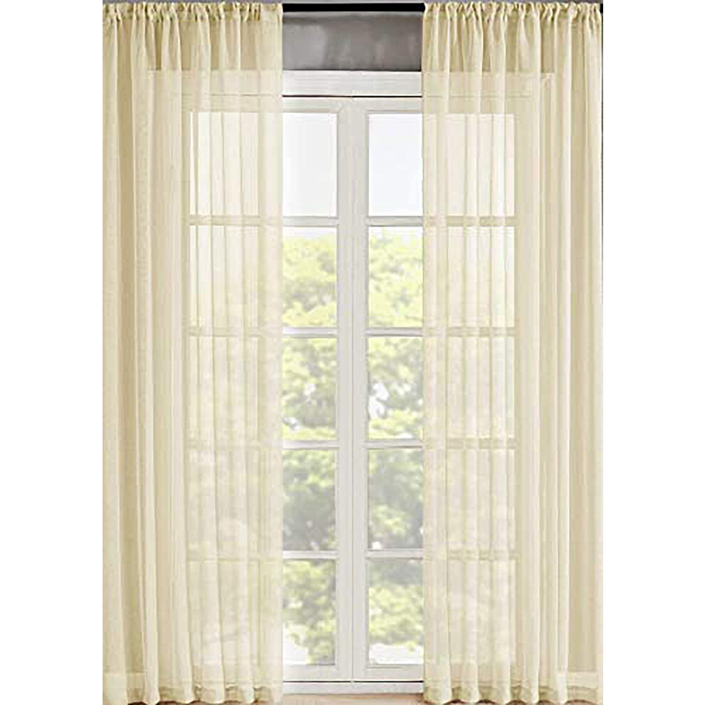 Rideaux transparents beiges Sapphire Home - Lot de 2 panneaux 137 x 241 cm - Voilages transparents filtrant la lumi   re et l'intimit    - Rideaux tr