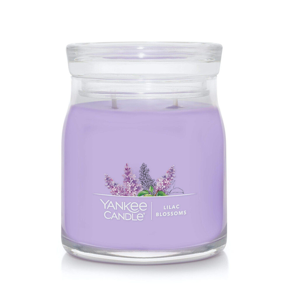 Yankee Candle Lilac Blossoms Scented  Signature 13oz Medium Jar 2Wick Candle  Over 35 Hours of Burn Time