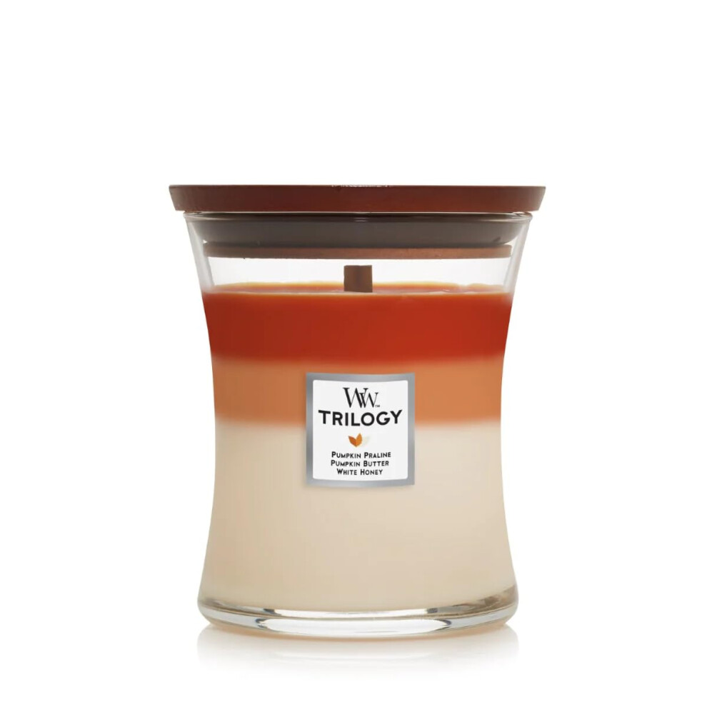 WoodWick Medium Hourglass Candle  Pumpkin Gourmand  Premium Soy Blend Wax  Pluswick Innovation Wood Wick  Made in USA