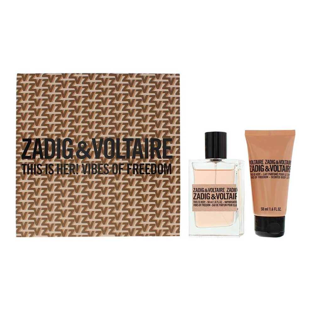 Zadig & Voltaire This Is Her! Vibes Of Freedom Gift Set 50ml EDP Spray + Body Lotion 50ml