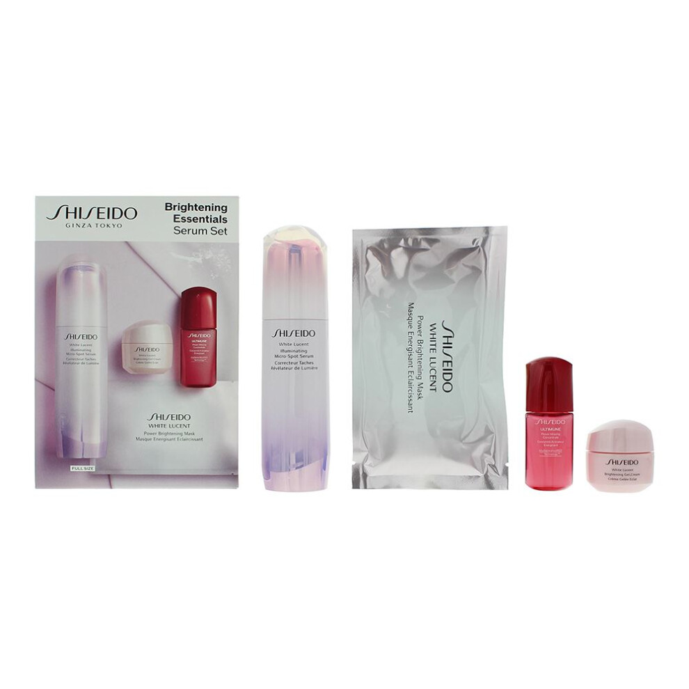 Shiseido Brightening Essentials Gift Set: Serum 50ml - Gel Cream 15ml - Power Infusing Concentrate 10ml - Face Mask