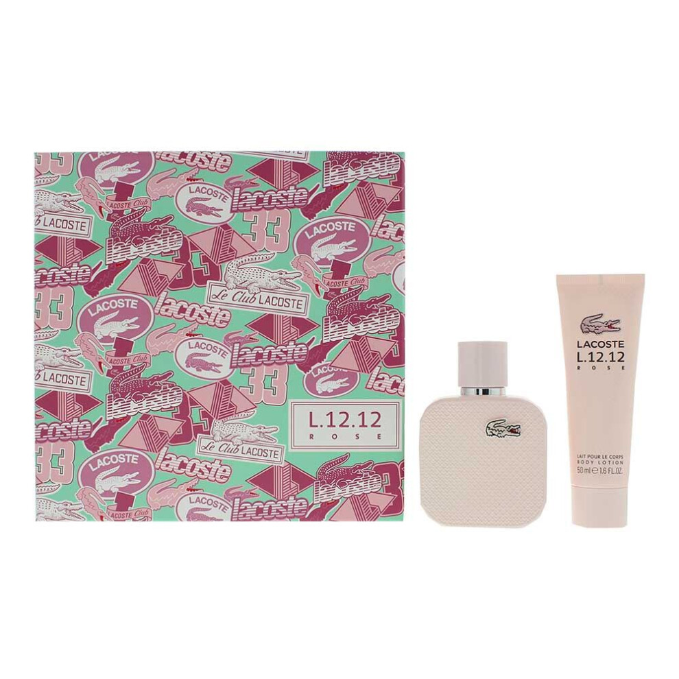 Lacoste Eau De Lacoste L.12.12 Rose 2 Piece Gift Set For Women
