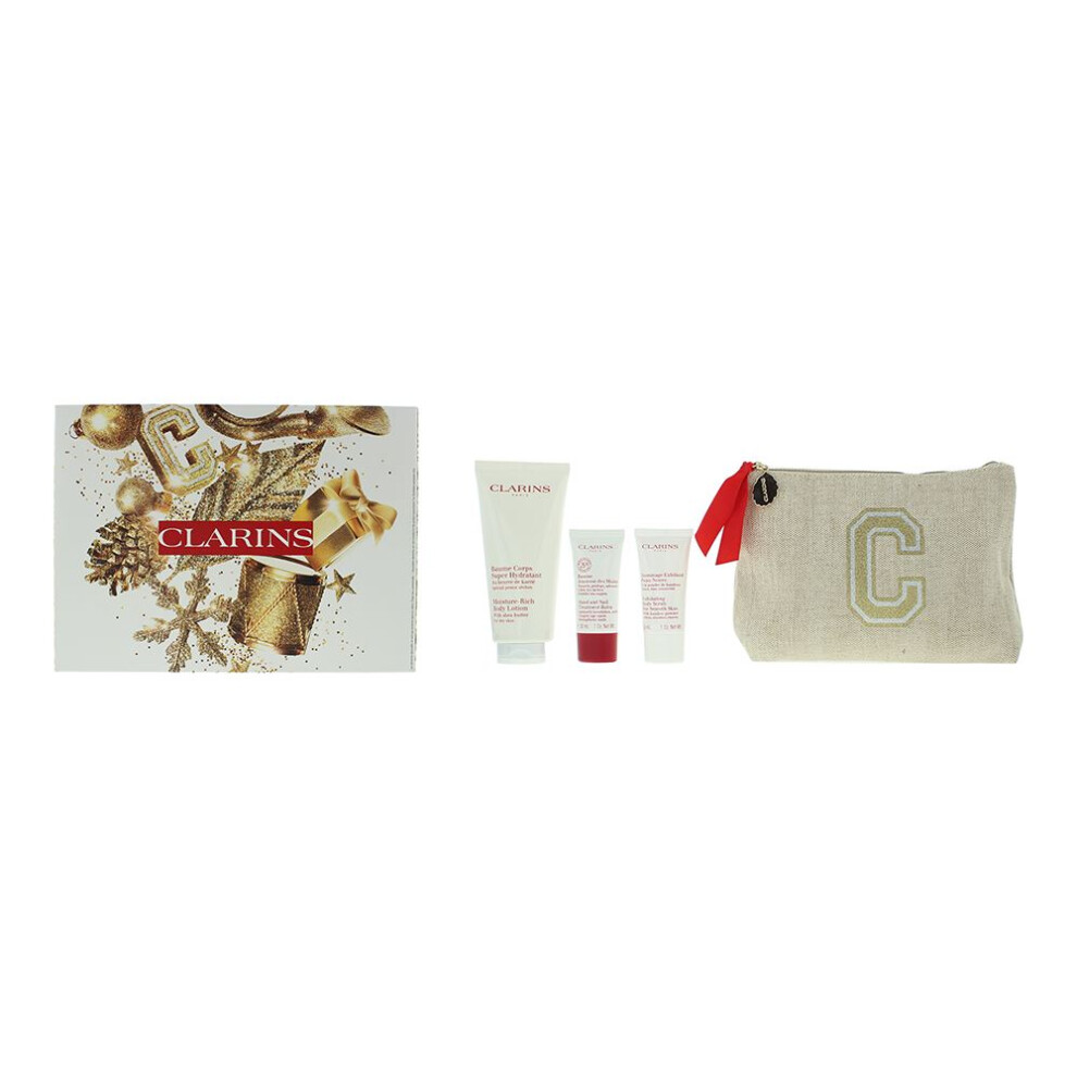 Clarins Body Care Essentials 3 Piece Gift Set: Body Lotion 200ml - Body Scrub 30 For Women