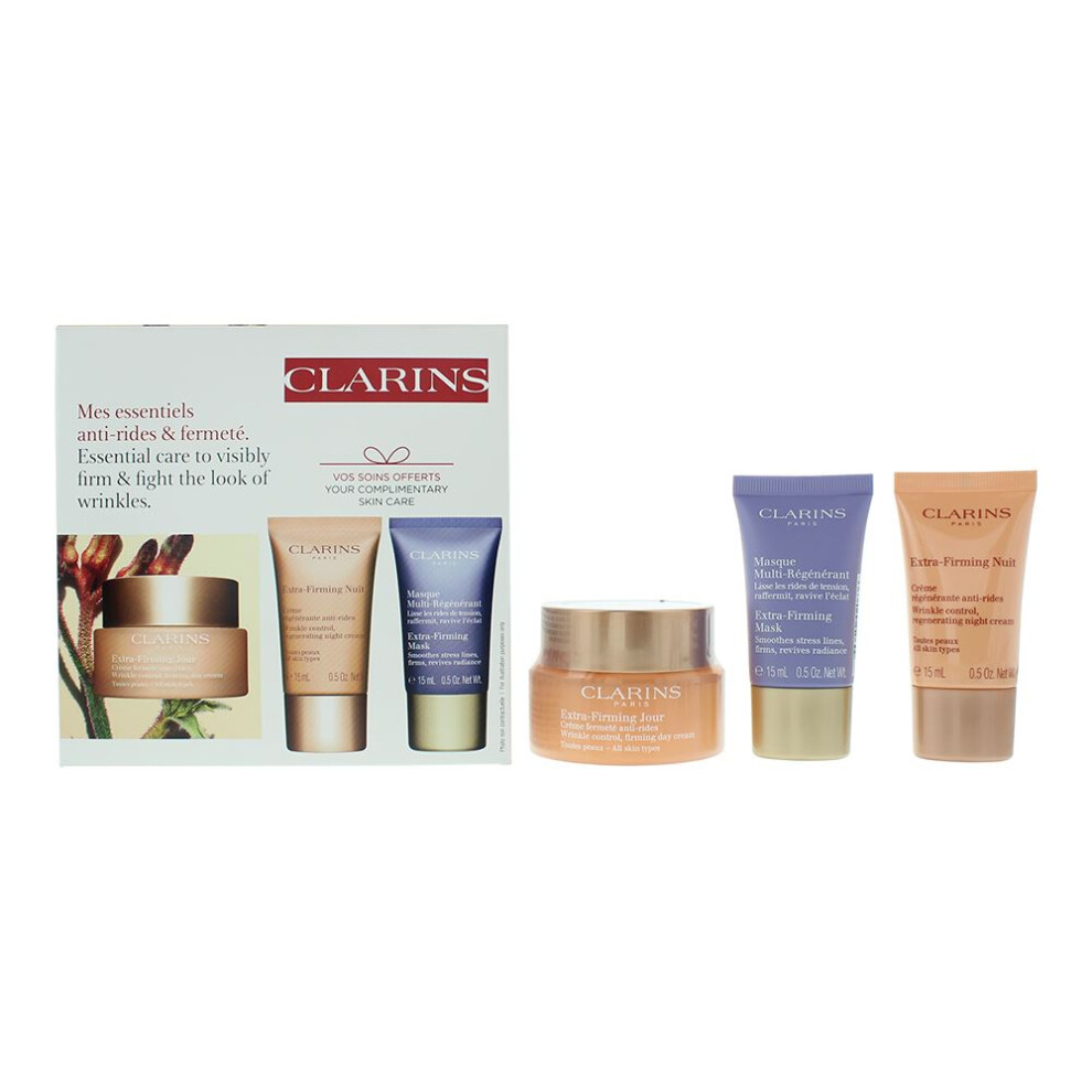 Clarins Extra-Firming 3 Piece Gift Set: Day Cream 50ml - Night Cream 15ml - Firming Mask 15ml For Women