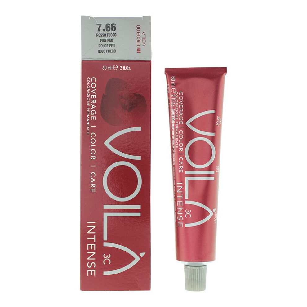 Photos - Hair Dye Voila Intercosmo  3C Intense 7.66 Fire Red Hair Colour 60ml For Women 