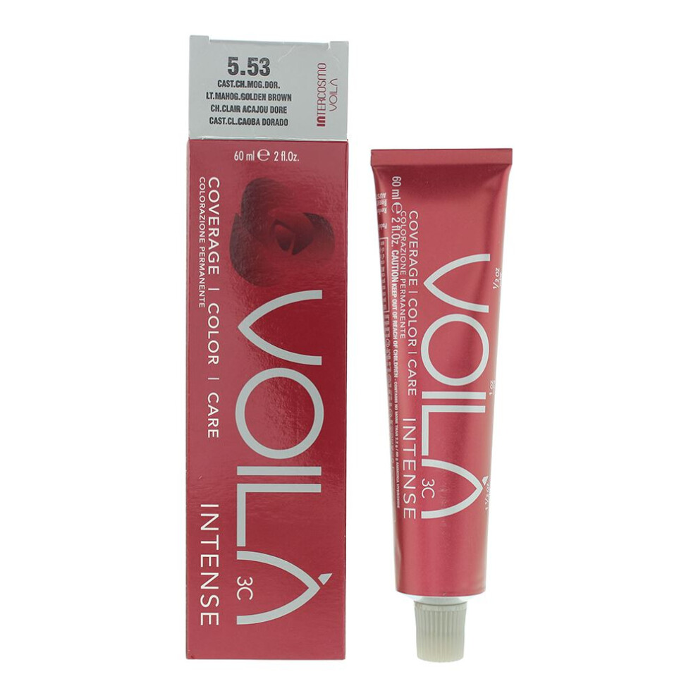 Intercosmo Voila 3C Intense 5.53 Light Mahogany Golden Brown Hair Colour 60Ml For Women